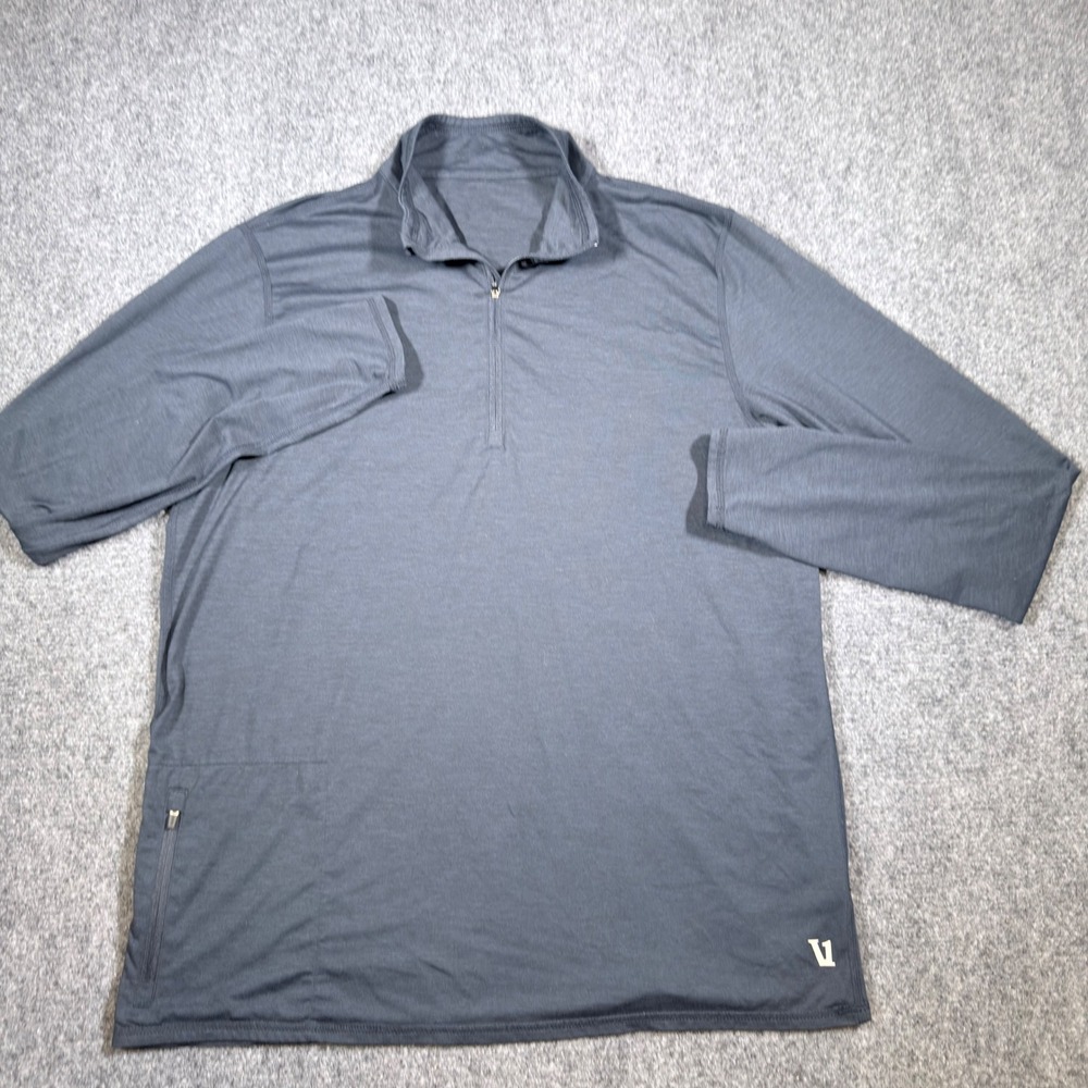 Vuori Men's Ease Performance 2.0 1/4 Quarter Zip Pullover L Blue V221 Pocket